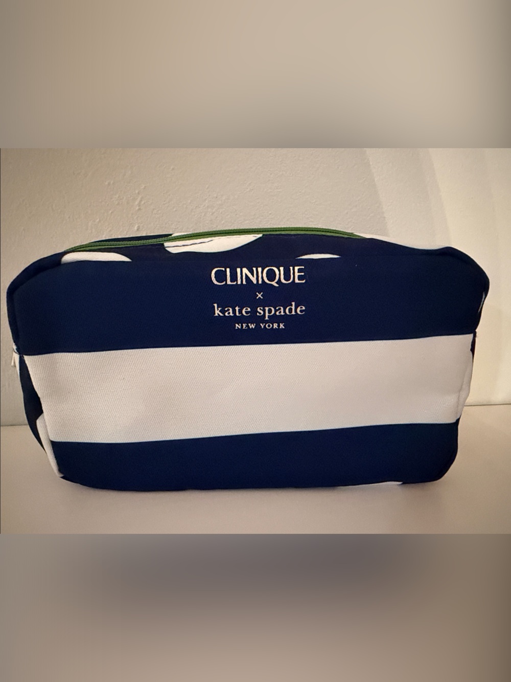 Clinique Kate Spade Navy & White Striped Collaboration Toiletry Make up Bag New